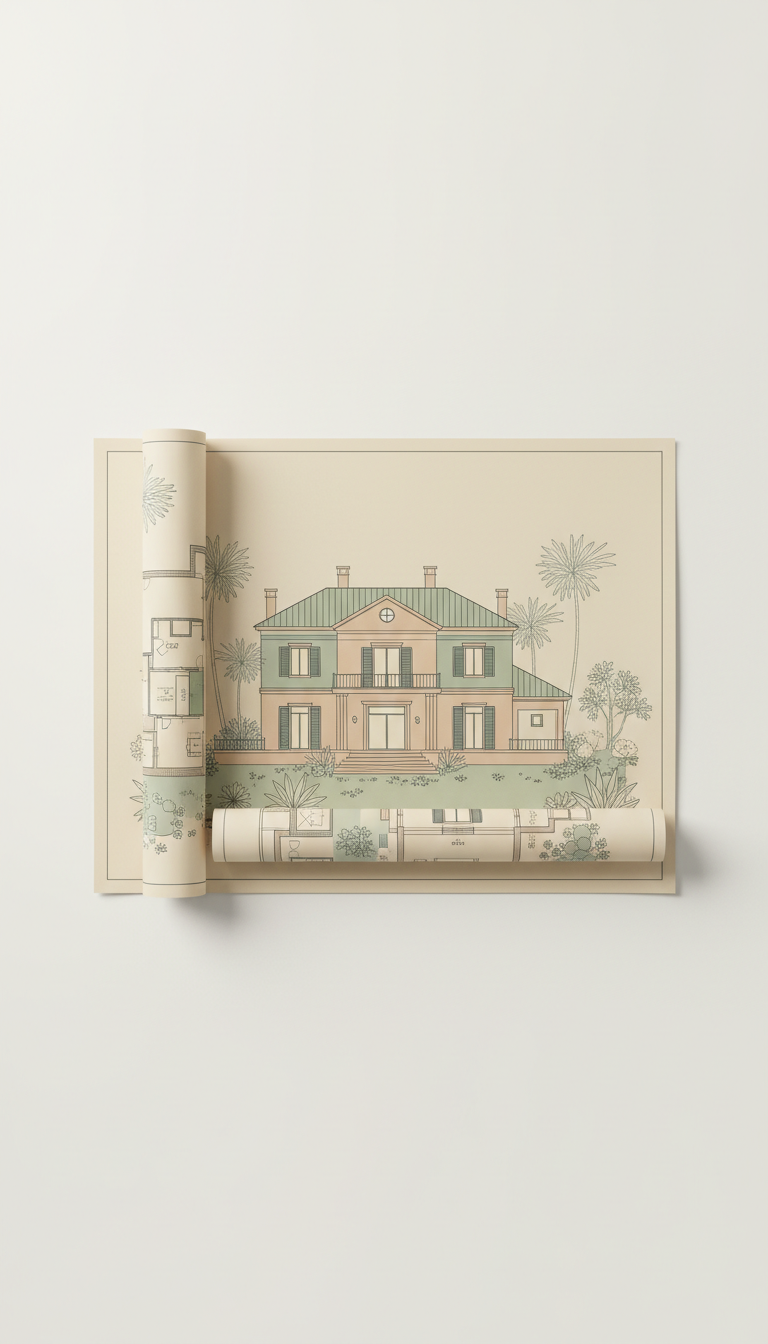 Soft Sage Luxury Villa Blueprint Set